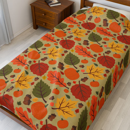 Autumn Harvest Velveteen Plush Blanket