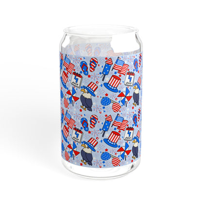 Patriotic Sipper Glass, 16oz | Fun Drinks, Summer Parties, BBQs, Independence Day, Kids' Parties, Reusable Water Bottles, Gift Ideas