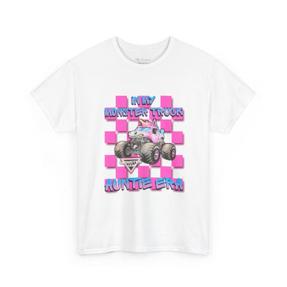 Kids' Monster Truck Tee — "My Monster Truck Auntie Era" Pink Checkered Graphic