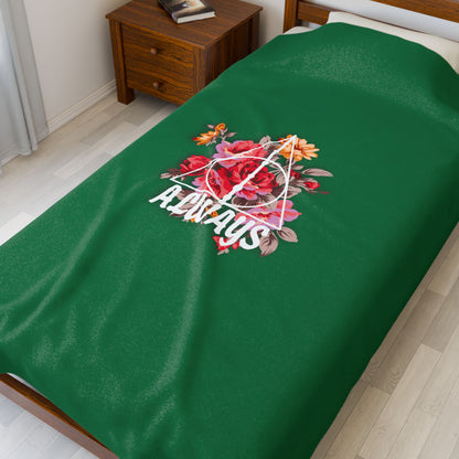Slytherin 'Always' Floral Design Velveteen Plush Blanket