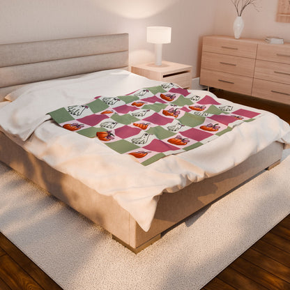 Halloween Ghost and Pumpkin Velveteen Plush Blanket
