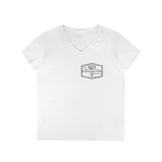 Ladies' V-Neck T-Shirt - Hellertown Crossroads Design