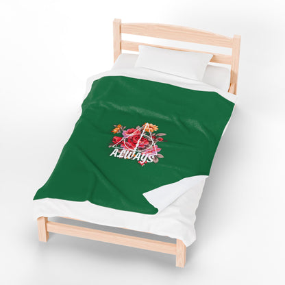Slytherin 'Always' Floral Design Velveteen Plush Blanket