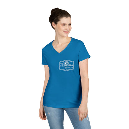 Ladies' V-Neck T-Shirt - Hellertown Crossroads Hotel Design