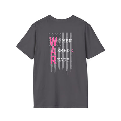 Women Armed & Ready Black USA Flag T-Shirt