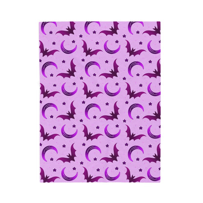 Purple Bat & Moon Velveteen Plush Blanket