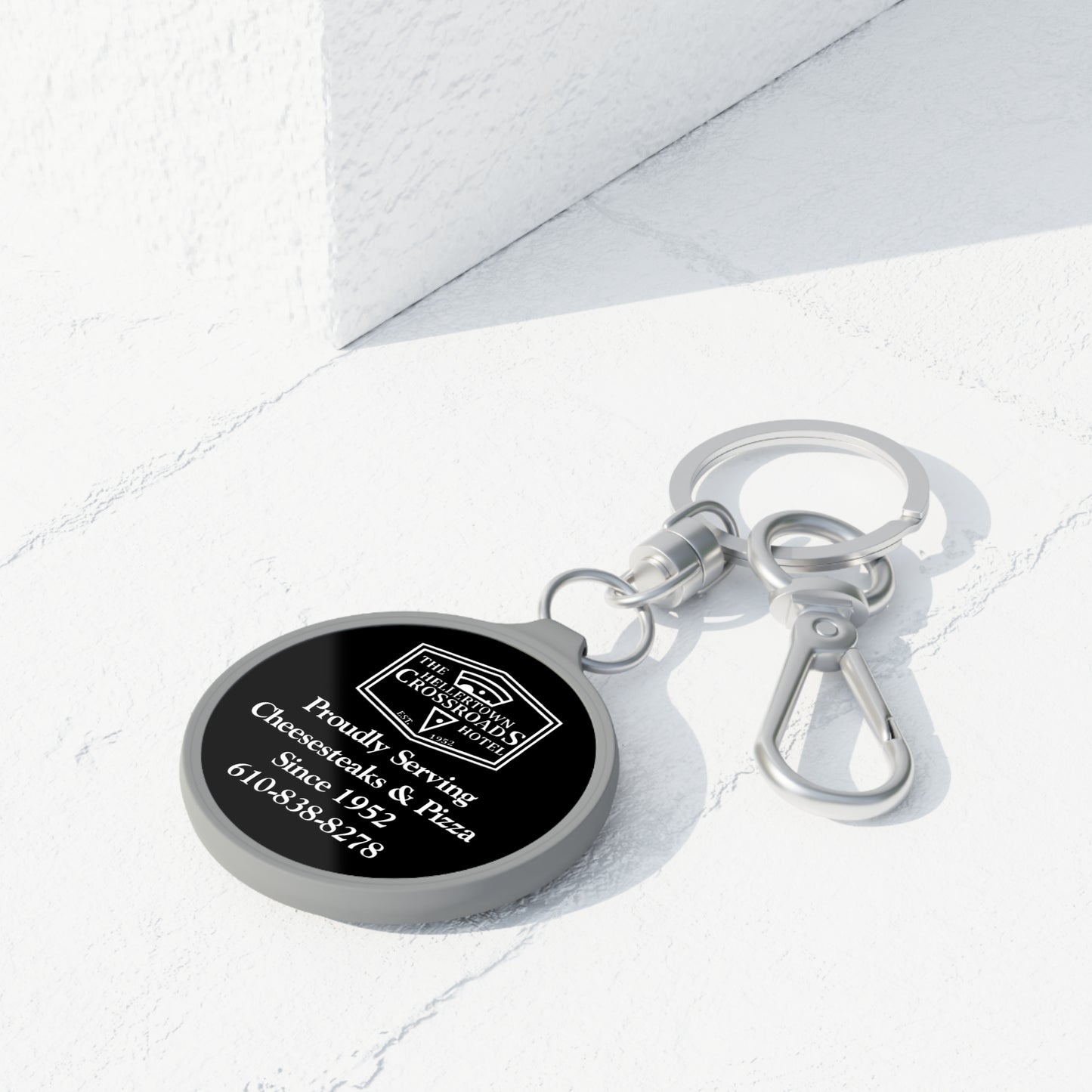 Black Keyring Tag - Hellertown Crossroads Hotel