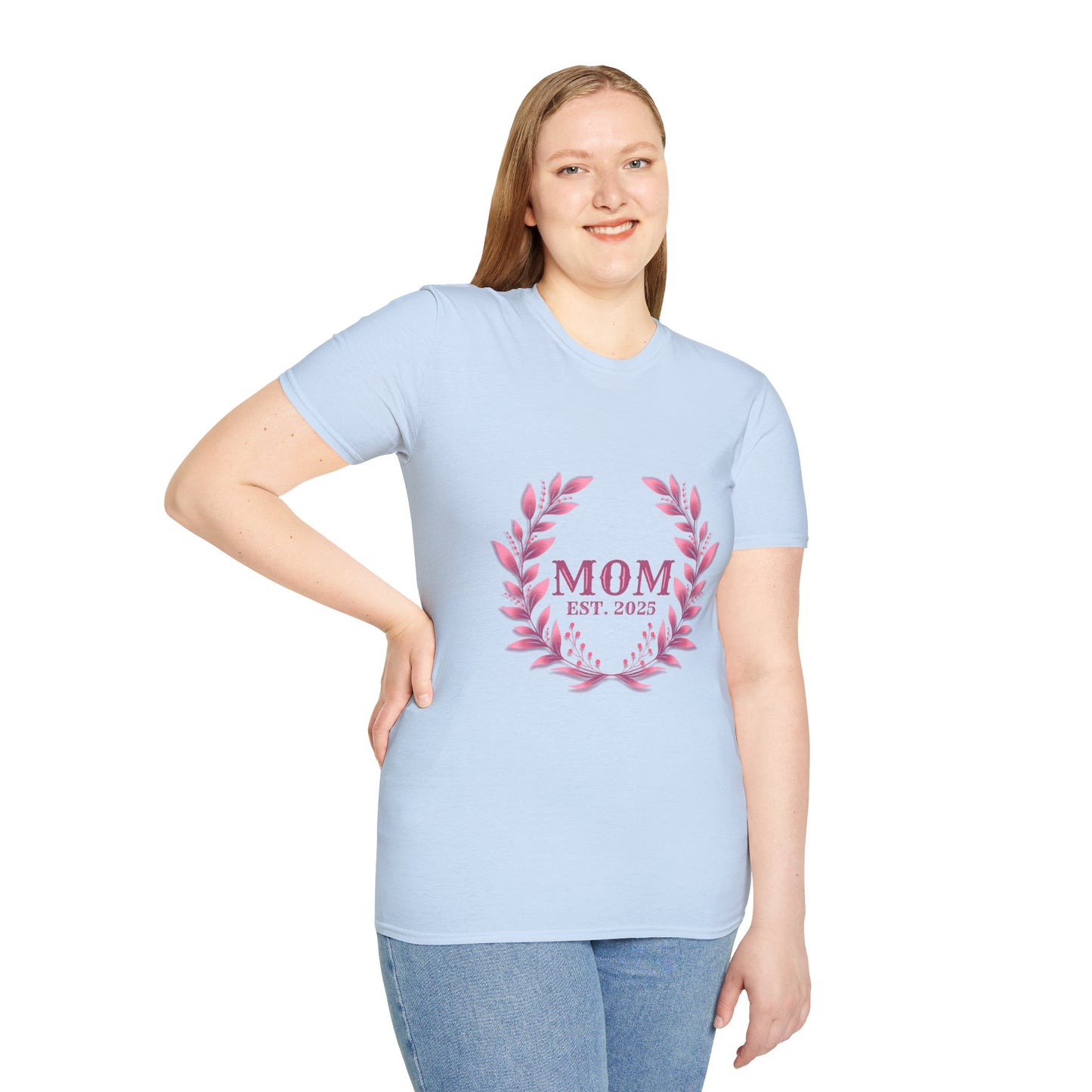 Mom Est. 2025 Floral Wreath T-Shirt