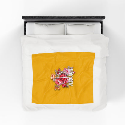 Hufflepuff 'Always' Floral Design - Velveteen Plush Blanket