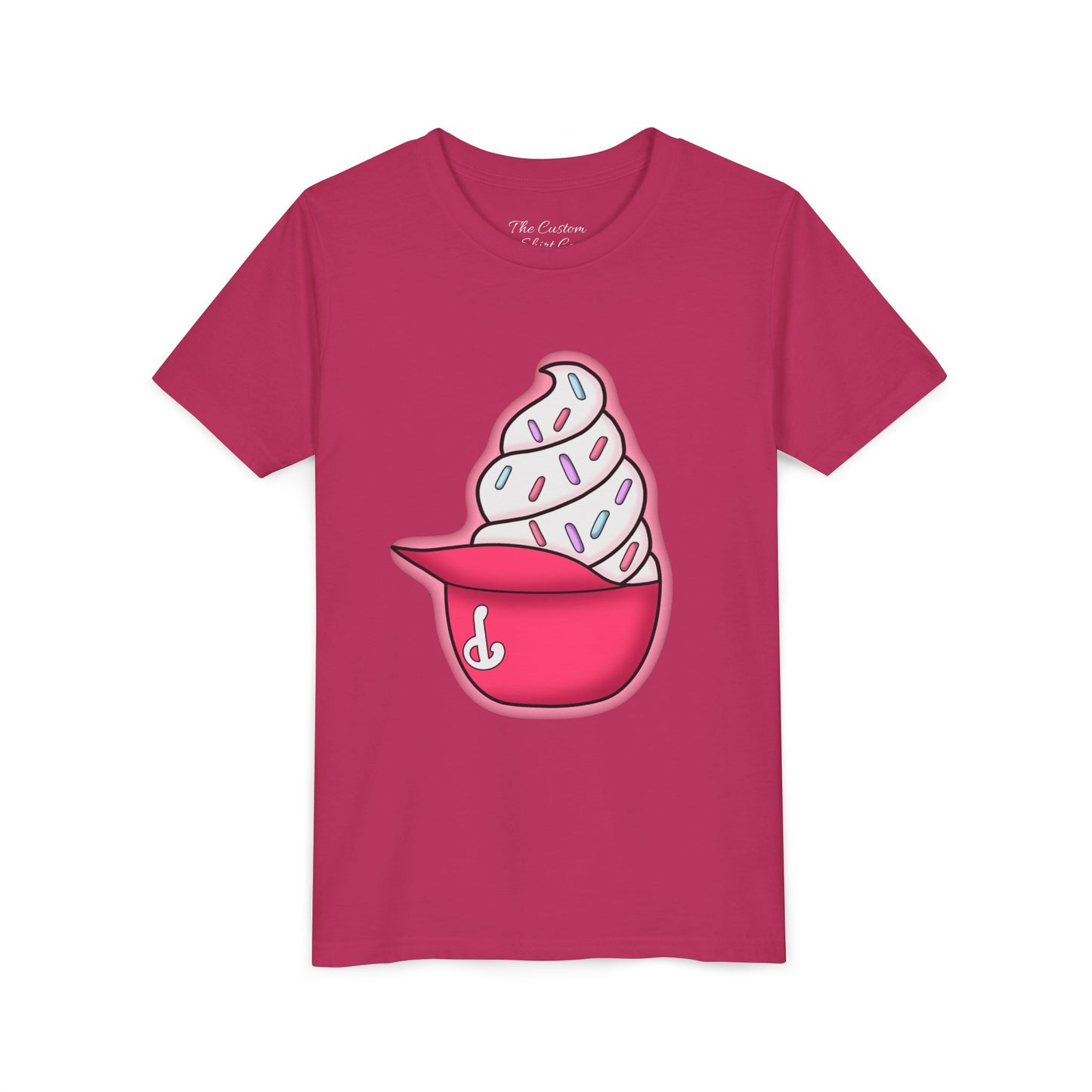 Ice Cream Hat Youth Tee — Cute Sprinkles Dessert Graphic T-Shirt