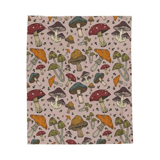 Mushroom Pattern Velveteen Plush Blanket
