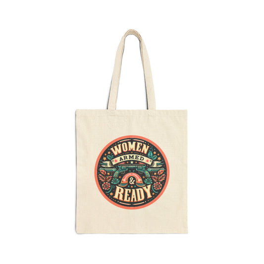 Women Armed & Ready Digital Design Cotton Canvas Tote Bag