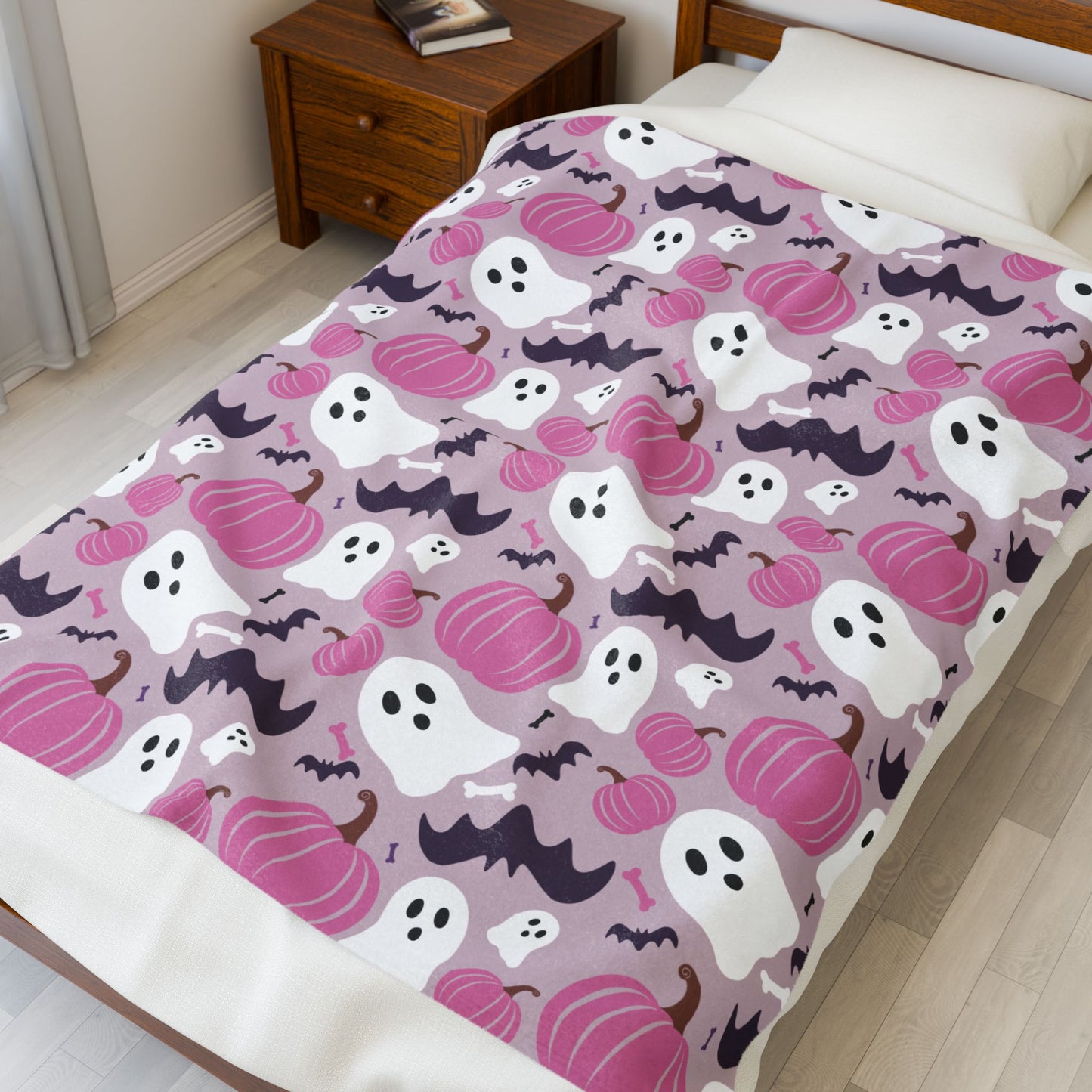 Halloween Ghost & Pumpkin Plush Blanket