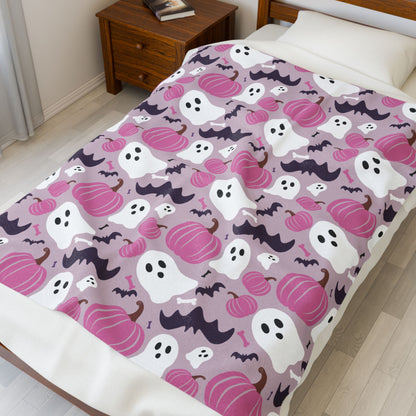 Halloween Ghost & Pumpkin Plush Blanket