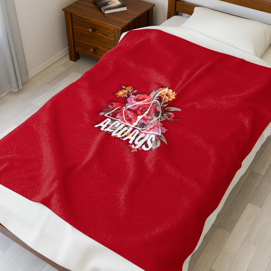 Gryffindor Floral 'Always' Design - Cozy Velveteen Plush Blanket