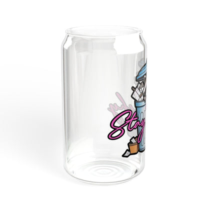 Stay Trashy Sipper Glass - 16oz Reusable Drinking Cup with Straw