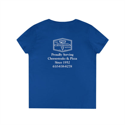 Ladies' V-Neck T-Shirt - Hellertown Crossroads Design