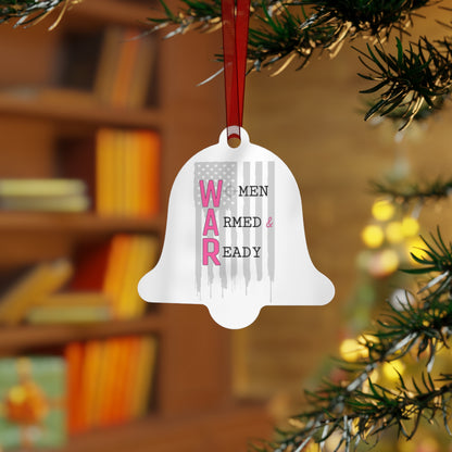 Women Armed & Ready Grey Flag Metal Ornaments