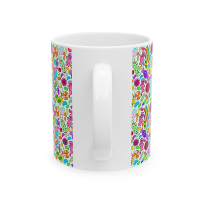 Colorful Candy Design Ceramic Mug, Fun Gift for Sweet Lovers, Ideal for Birthdays, Parties, and Everyday Use