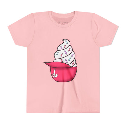 Ice Cream Hat Youth Tee — Cute Sprinkles Dessert Graphic T-Shirt