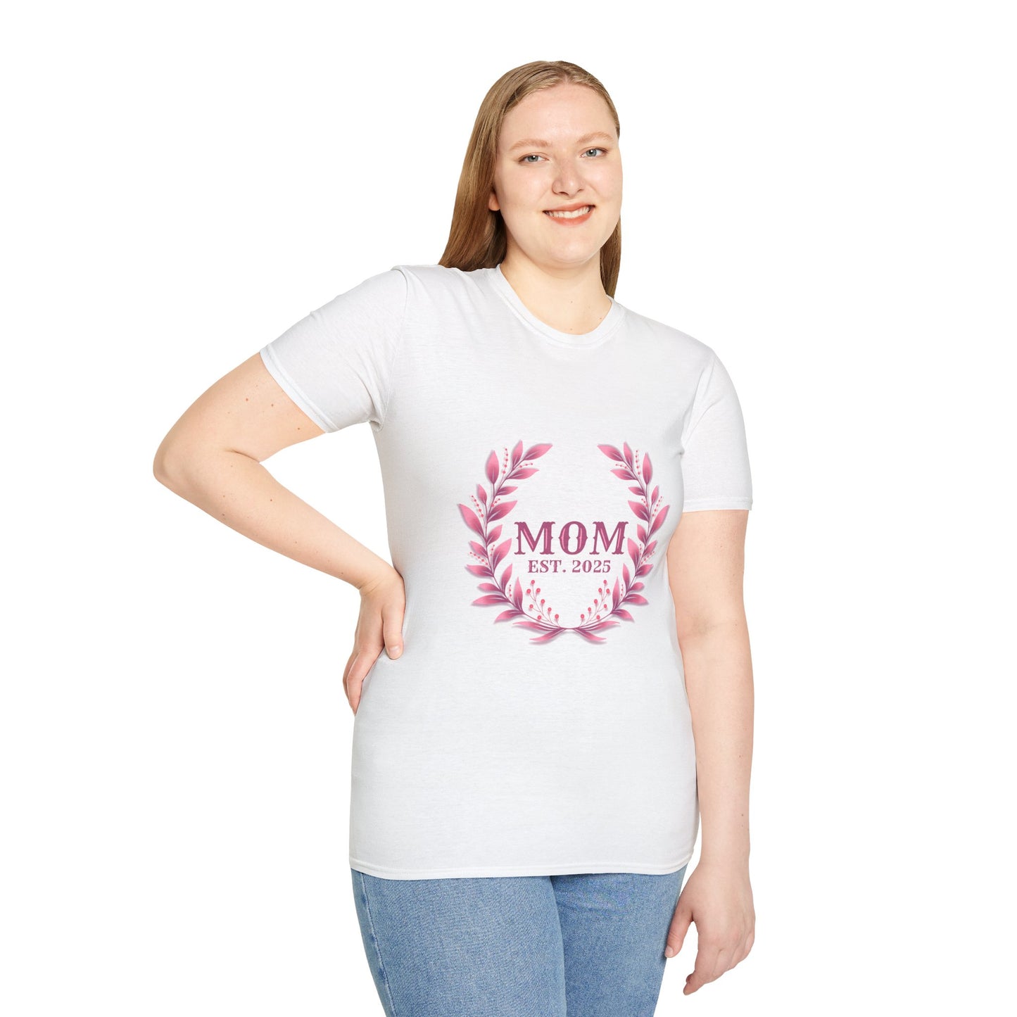 Mom Est. 2025 Floral Wreath T-Shirt