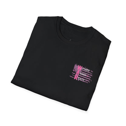 Women Armed & Ready Pink USA Flag T-Shirt