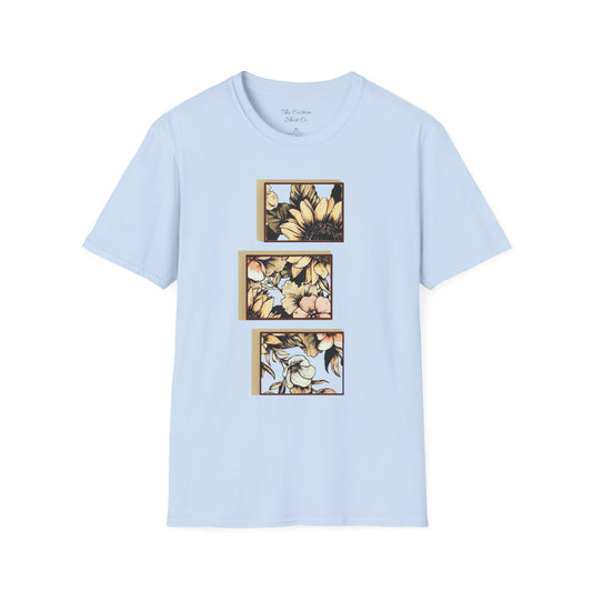 custom vintage flower shirt blue light