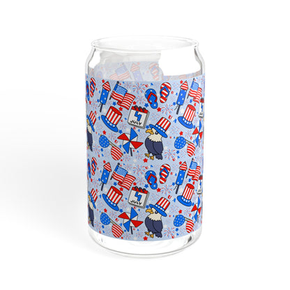 Patriotic Sipper Glass, 16oz | Fun Drinks, Summer Parties, BBQs, Independence Day, Kids' Parties, Reusable Water Bottles, Gift Ideas