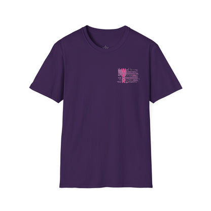 Women Armed & Ready Pink USA Flag Front Print Only T-Shirt