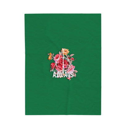 Slytherin 'Always' Floral Design Velveteen Plush Blanket