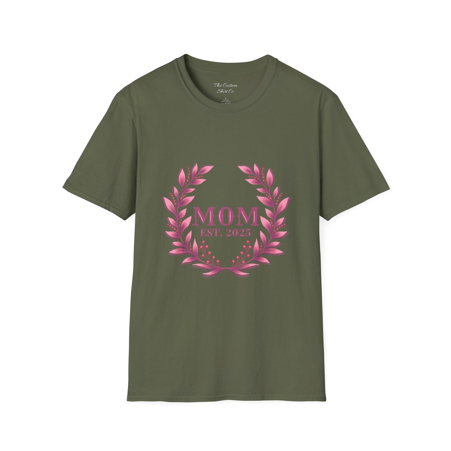 Mom Est. 2025 Floral Wreath T-Shirt