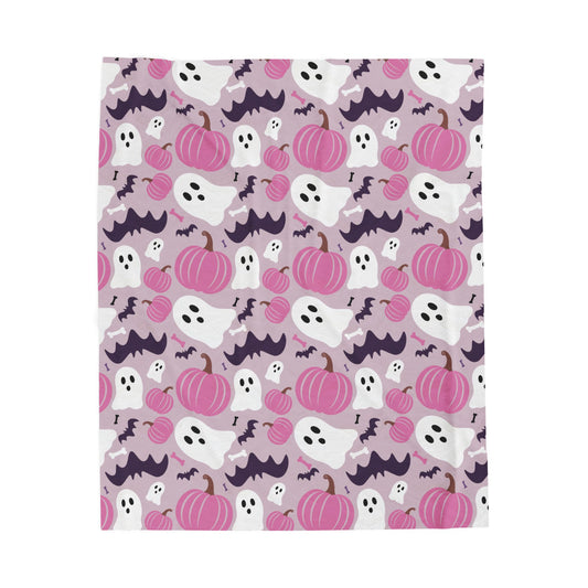 Halloween Ghost & Pumpkin Plush Blanket