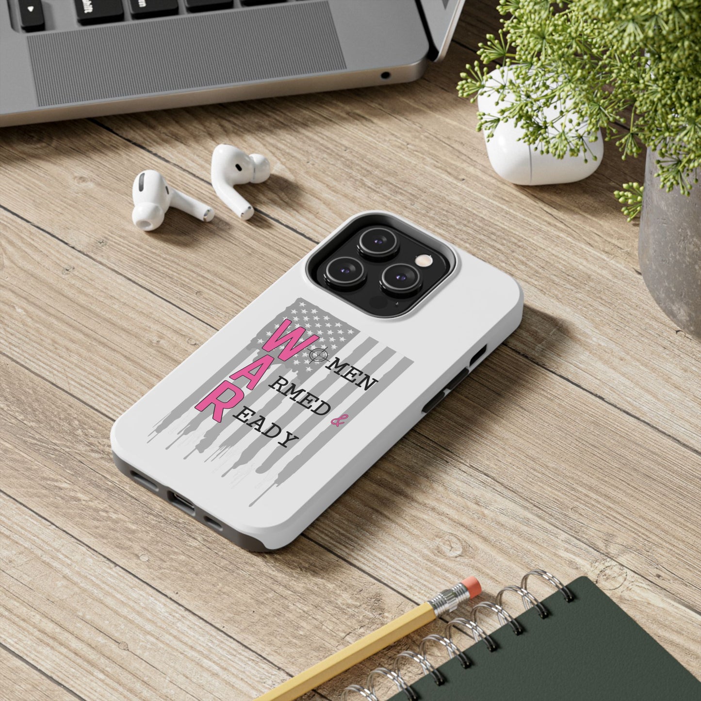 Women Armed & Ready Phone Case - Vertical Flag