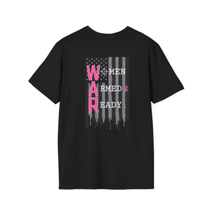 Women Armed & Ready Black USA Flag T-Shirt