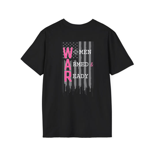 Women Armed & Ready Black USA Flag T-Shirt
