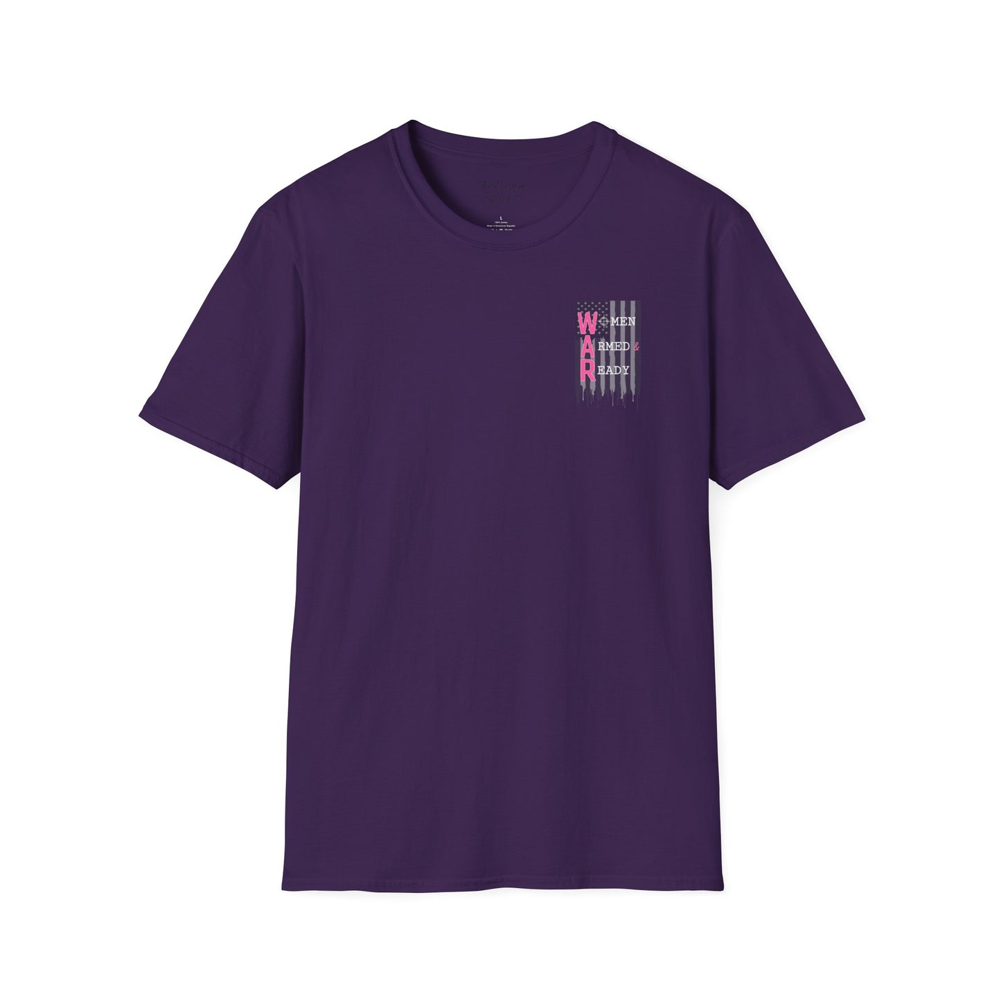 Women Armed & Ready Black USA Flag Front Print Only T-Shirt