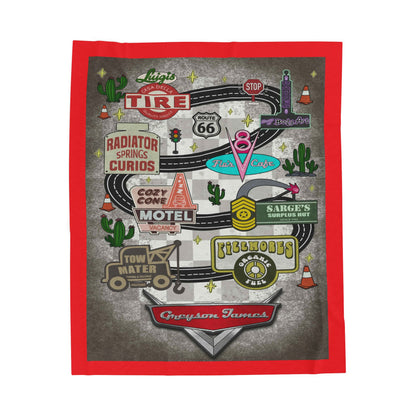 Cozy Route 66 Velveteen Plush Blanket - Retro Travel Decor, Perfect Gift for Road Trip Lovers, Camping, Home Decor, Snuggle Up!