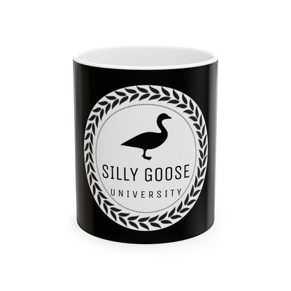 Silly Goose University Black Ceramic Mug 11oz