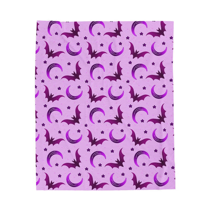 Purple Bat & Moon Velveteen Plush Blanket