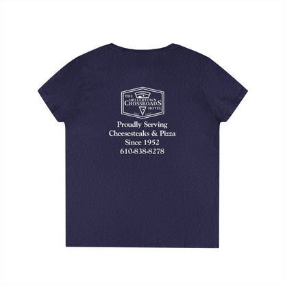 Ladies' V-Neck T-Shirt - Hellertown Crossroads Design