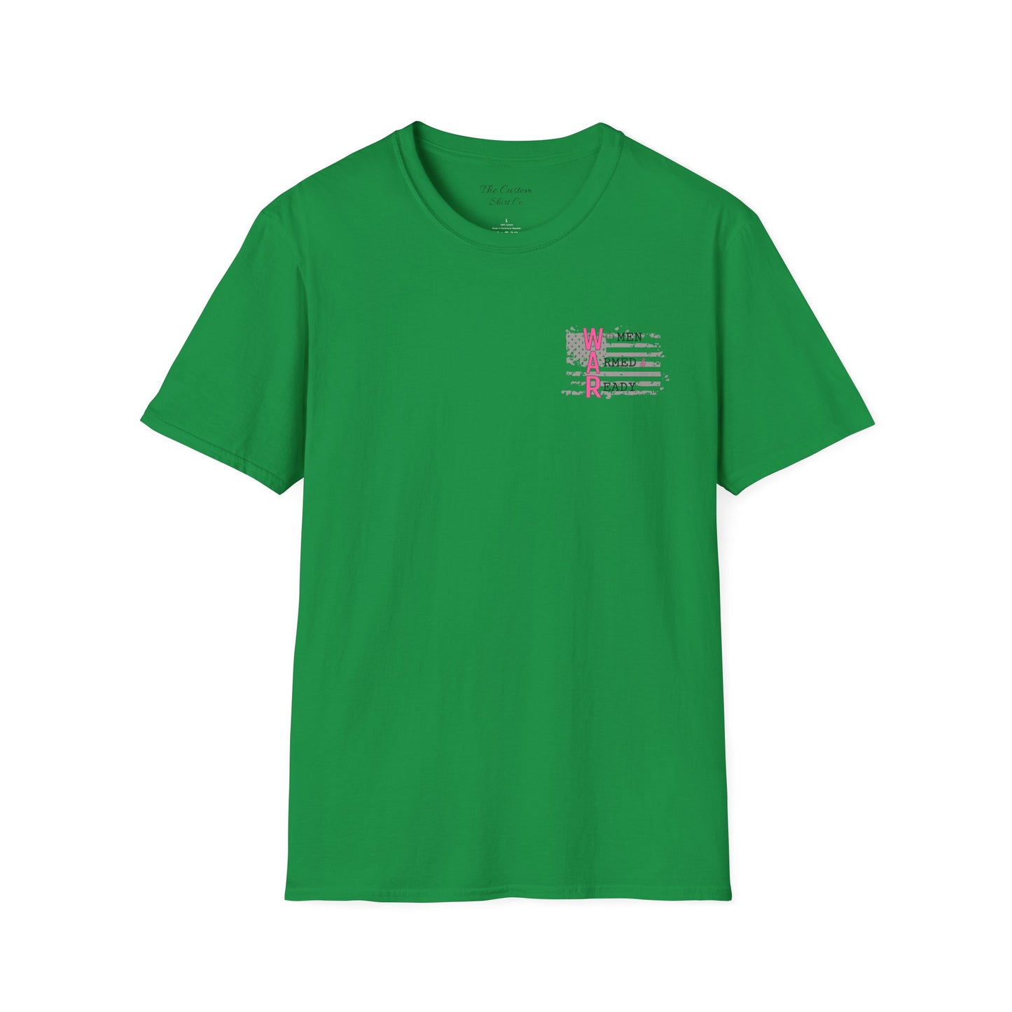 Women Armed & Ready Pink USA Flag Front Print Only T-Shirt