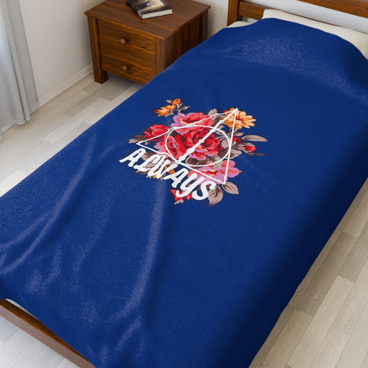 Raven Claw 'Always' Floral Design Velveteen Plush Blanket