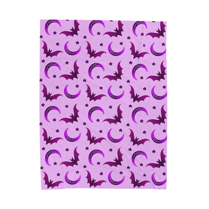 Purple Bat & Moon Velveteen Plush Blanket