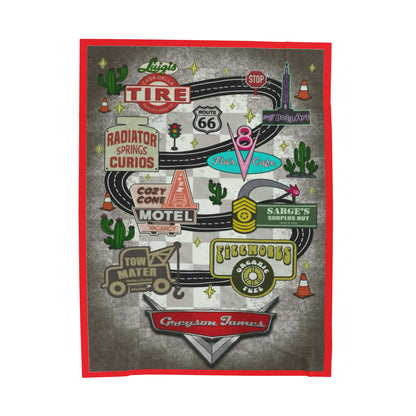 Cozy Route 66 Velveteen Plush Blanket - Retro Travel Decor, Perfect Gift for Road Trip Lovers, Camping, Home Decor, Snuggle Up!