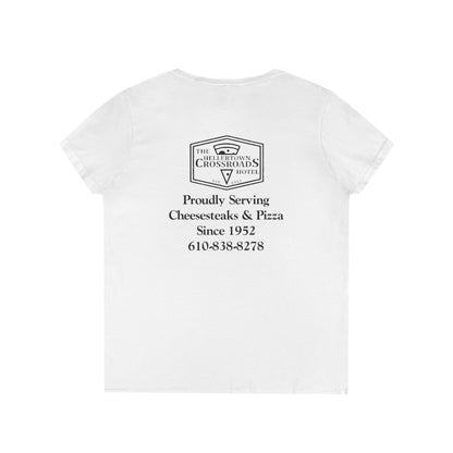 Ladies' V-Neck T-Shirt - Hellertown Crossroads Hotel Design