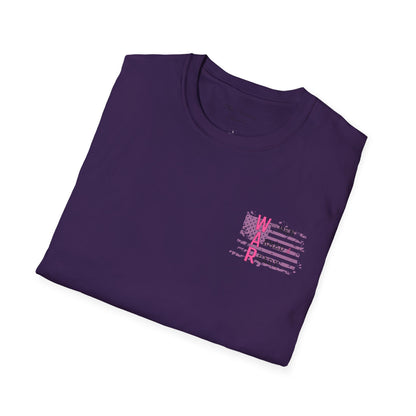Women Armed & Ready Pink USA Flag Front Print Only T-Shirt