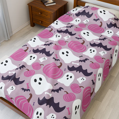 Halloween Ghost & Pumpkin Plush Blanket