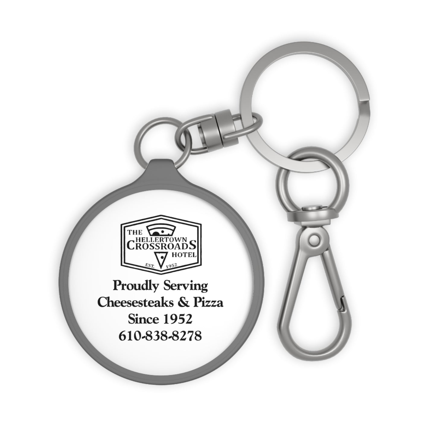 White Keyring Tag – Hellertown Crossroads Design