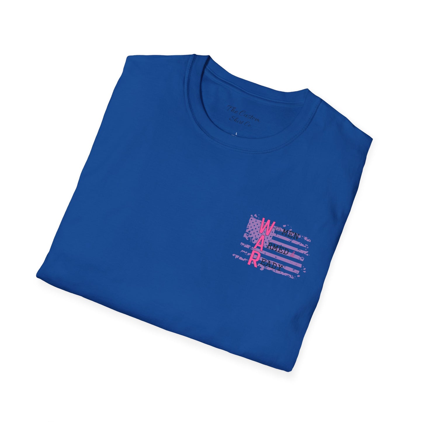 Women Armed & Ready Pink USA Flag Front Print Only T-Shirt