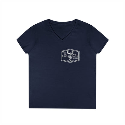 Ladies' V-Neck T-Shirt - Hellertown Crossroads Hotel Design